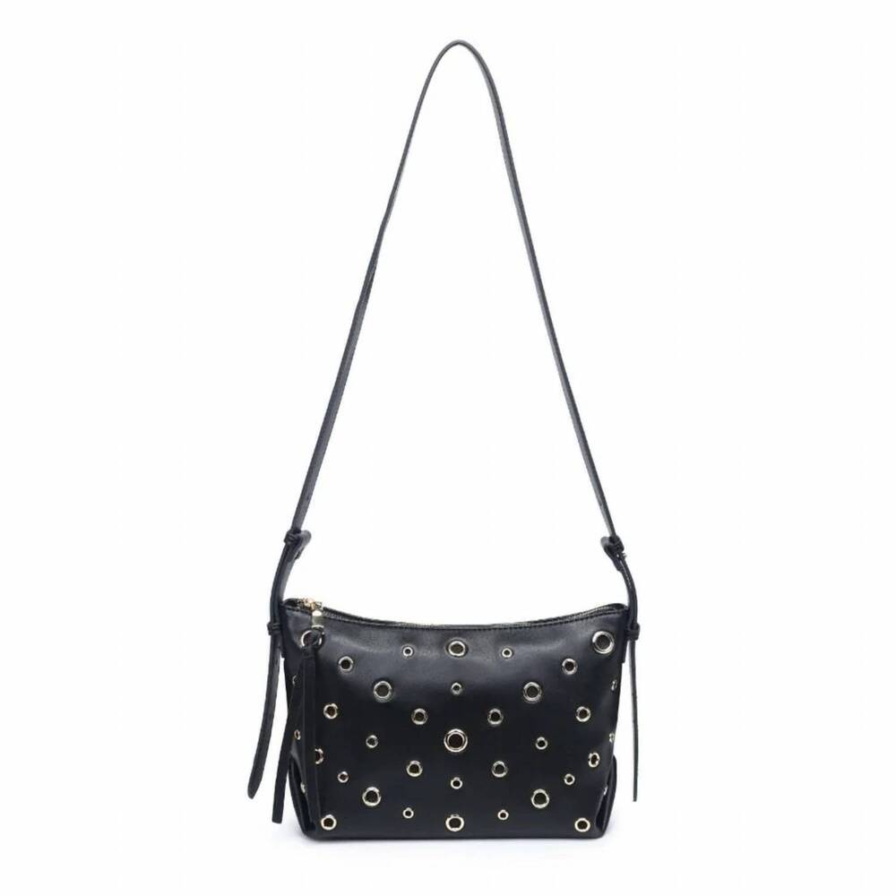 NEW URBAN EXPRESSIONS women's taran grommeted crossbody bag in black